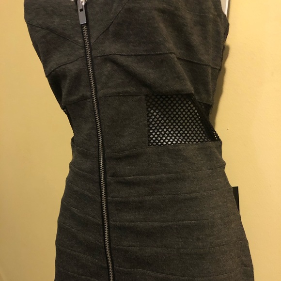 Express Gray Side Mesh Dress. Size 8 - Picture 3 of 7